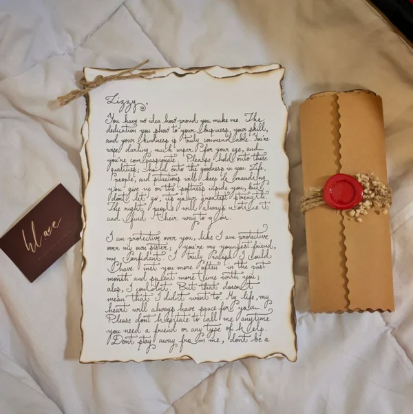 1st Handwritten On Burnt-Edged Paper